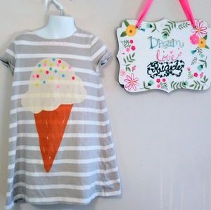 Mini Boden 5-6y Striped Sprinkle Ice Cream Dress